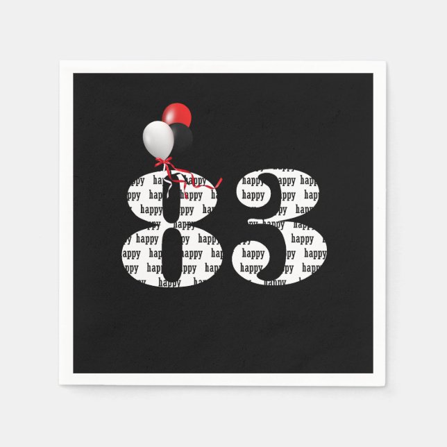 Serviette En Papier ballons pour la fête du 83e anniversaire (Devant)