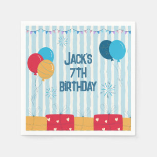 Serviette En Papier Ballons rayés bleus Anniversaire garçons