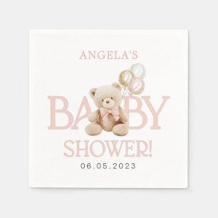 Serviette En Papier Ballons roses Teddy Bear Baby shower d'attente pré
