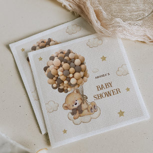 Serviette En Papier Ballons Teddy Bear beige marron