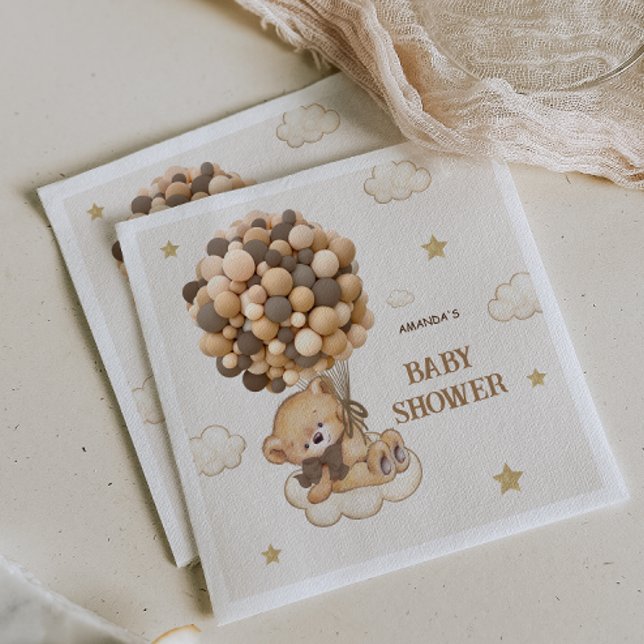 Serviette En Papier Ballons Teddy Bear beige marron (Créateur téléchargé)
