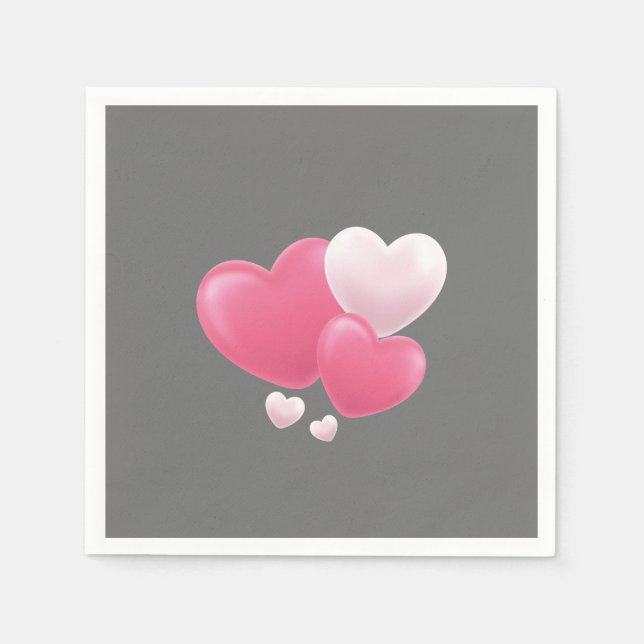 Serviette En Papier Balloon de coeur romantique Napkin - Love & Valent (Devant)