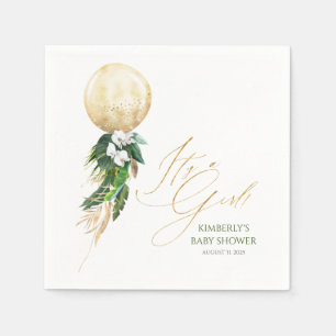 Serviette En Papier Balloon d'or Baby shower de jardin tropical verdoy