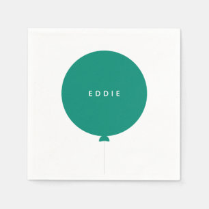 Serviette En Papier Balloon minimaliste Green Kid's Birthday Party