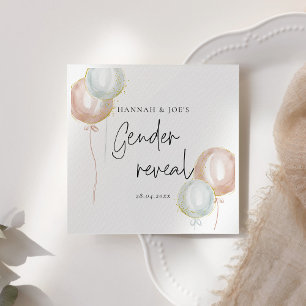 Serviette En Papier Balloon rose et bleu Équipe de révélation de genre