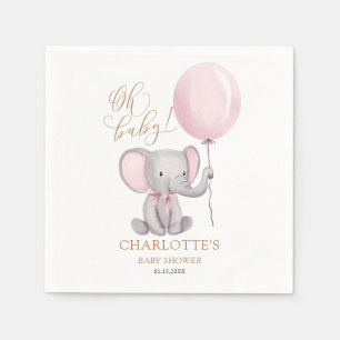 Serviette En Papier Balloon rose Fille Personnalisé Cute Baby shower é