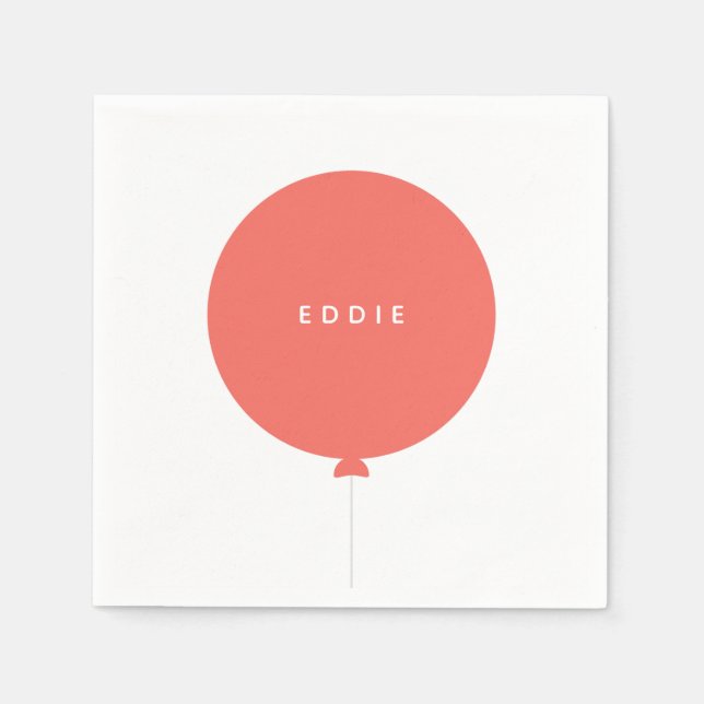 Serviette En Papier Balloon scandinave | Coral rose fête d'anniversair (Devant)