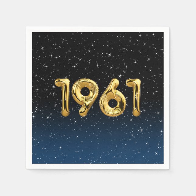 Serviette En Papier Balloons d'anniversaire 1961 dans des serviettes e (Devant)