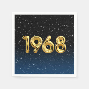 Serviette En Papier Balloons D'Anniversaire 1968 En Étoiles Serviettes