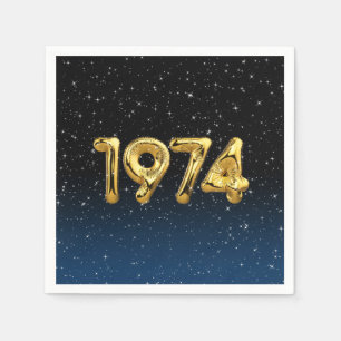 Serviette En Papier Balloons D'Anniversaire 1974 En Étoiles Serviettes