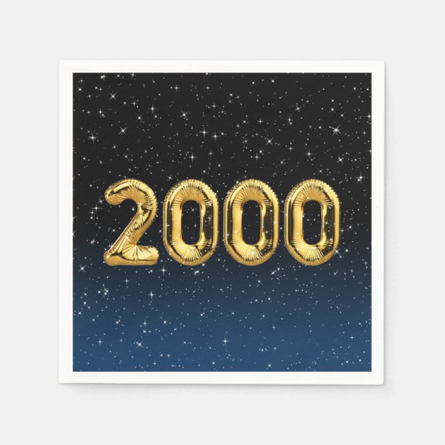 Serviette En Papier Balloons D'Anniversaire 2000 En Étoiles Serviettes (Devant)