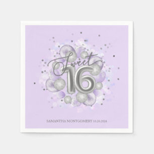 Serviette En Papier Balloons de fête Lavande pour les 16 ans Sucre Feu