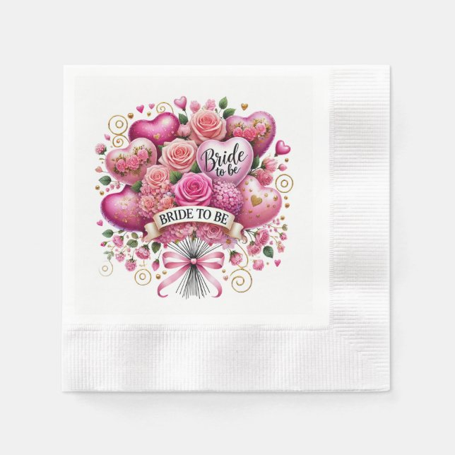 Serviette En Papier Balloons de mariage mignons fleurs (Devant)