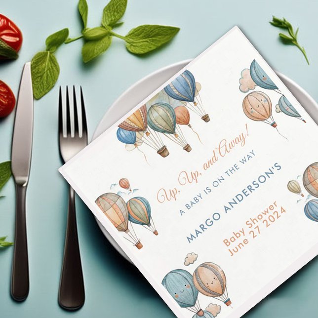 Serviette En Papier Balloons Hot Air Pastel Boy Baby shower de voyage (Créateur téléchargé)