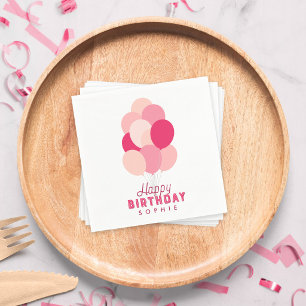 Serviette En Papier Balloons Roses Joyeux Anniversaire