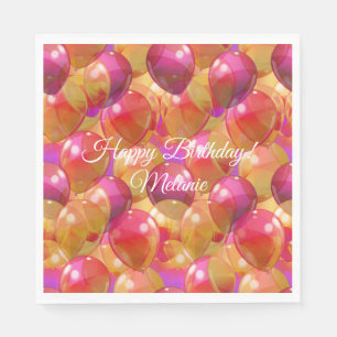 Serviette En Papier Ballotes de la fête d'anniversaire de Coral rose 