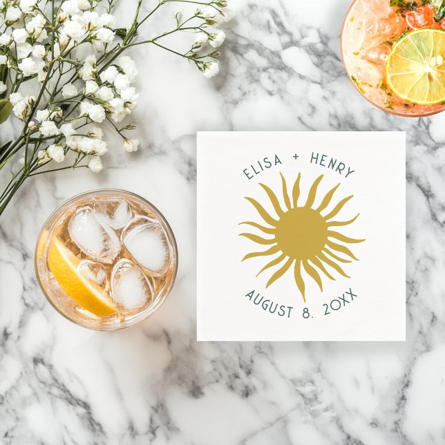 Serviette En Papier Balnéaire Soiree MARIAGE Fiançailles mignon Soleil (Seaside Soiree WEDDING Engagement Cute Sun CUSTOM Napkins
)