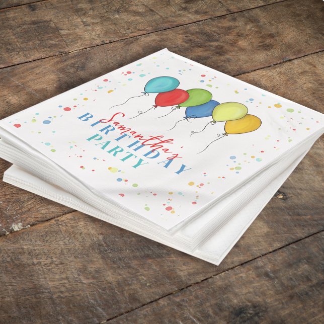 Serviette En Papier Balons d'anniversaire Confetti Calligraphie Whimsi (Créateur téléchargé)