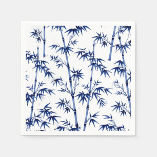 Serviette En Papier Bambou Chanceux Style Imari Bleu Blanc