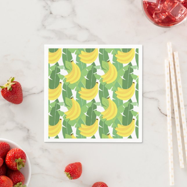 Serviette En Papier Banana Leaves et Fruit Pattern (En situation)