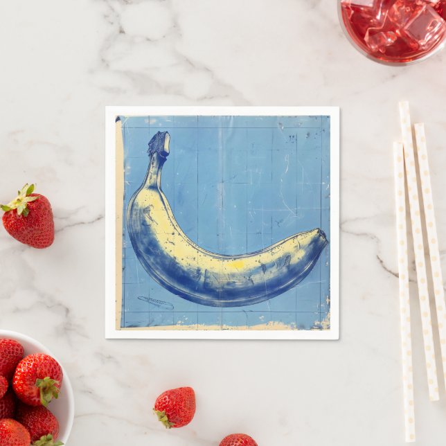 Serviette En Papier Banane bleue rétro (En situation)