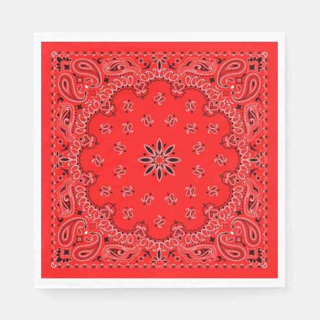 Serviette En Papier Bandana de cowboy rouge et blanc (Devant)