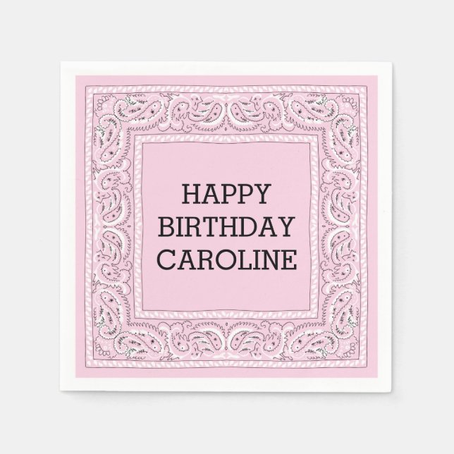 Serviette En Papier Bandana rose | Cocktail Napkin (Devant)