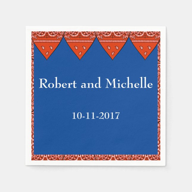 Serviette En Papier Bandana rouge Napkin Party personnalisé (Devant)