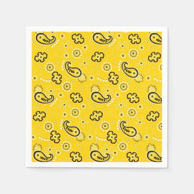 Serviette En Papier Bandanna jaune rétro/Bandana (Devant)