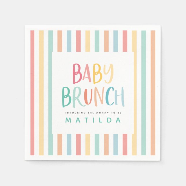 Serviette En Papier Bande arc-en-ciel coloré invitation pour brunch bé (Devant)