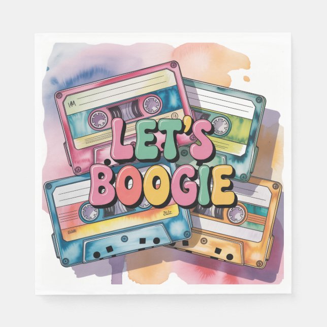 Serviette En Papier Bande Cassette Rétro Faisons la Boogie Fête d'Anni (Devant)