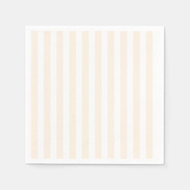 Serviette En Papier Bande de bonbons beige et blanche (Devant)