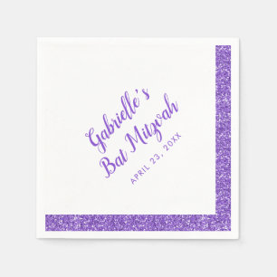 Serviette En Papier Bande de Parties scintillant violette Bat mitzvah