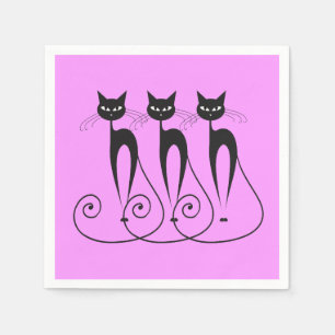 Serviette En Papier Bande dessinée de chat noir