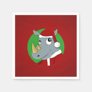 Serviette En Papier Bande dessinée de rhinocéros de Noël