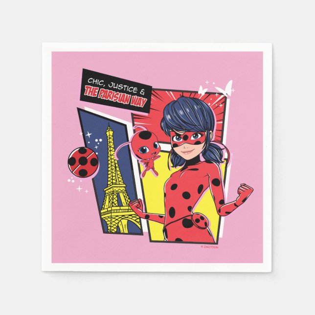 Serviette En Papier Bande dessinée Miraculaire Ladybug Parisienne (Devant)