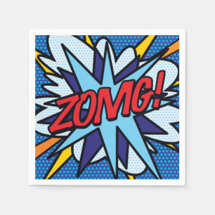 Serviette En Papier Bande dessinée rétro amusante ZOMG