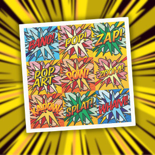 Serviette En Papier Bande dessinée typographique moderne colorée et am