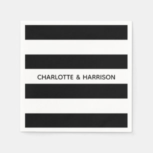 Serviette En Papier Bande moderne noir et blanc rayures audacieuses no