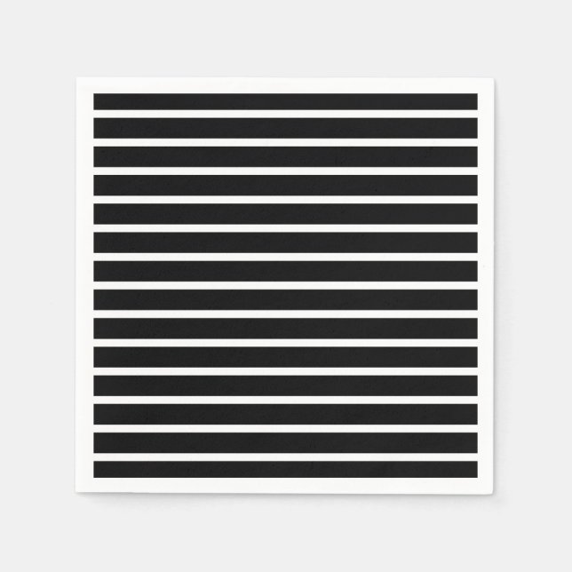 Serviette En Papier Bande noire et blanche moderne (Devant)