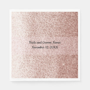 Serviette En Papier Bande rose gold fausse pailletée rose