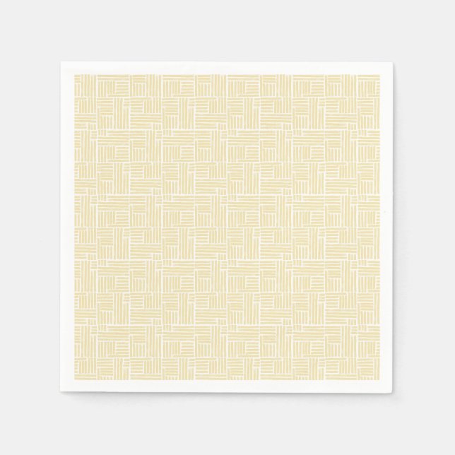 Serviette En Papier Bandes à rouleaux d'encre jaune sur blanc (Devant)