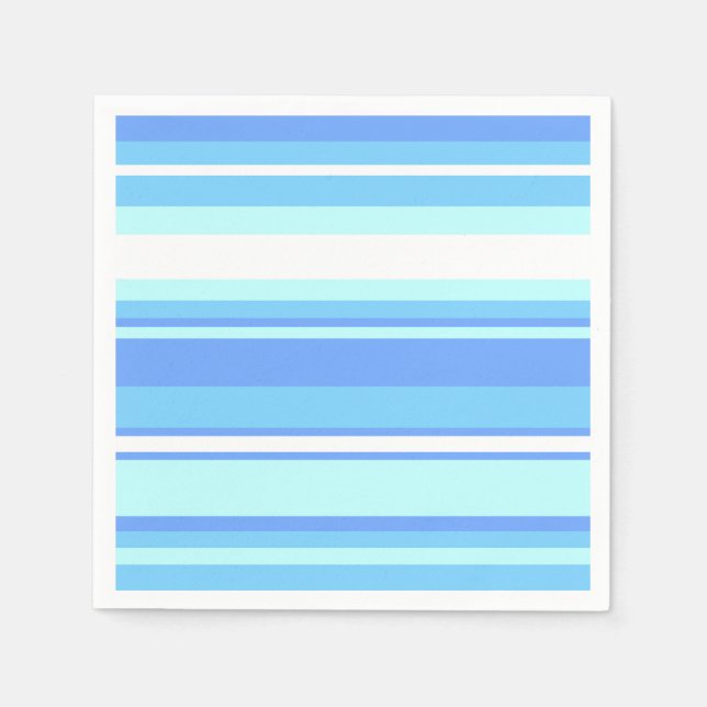 Serviette En Papier Bandes bleu ciel (Devant)