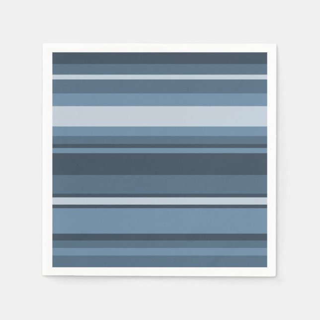 Serviette En Papier Bandes bleu gris (Devant)