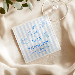 Serviette En Papier Bandes bleues côtières garçon à la mer bientôt Bab
