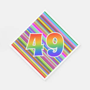 Serviette En Papier Bandes colorées + Motif arc-en-ciel "49" N° d'évén