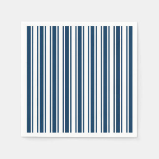 Serviette En Papier Bandes de bonbons bleu et blanc marine