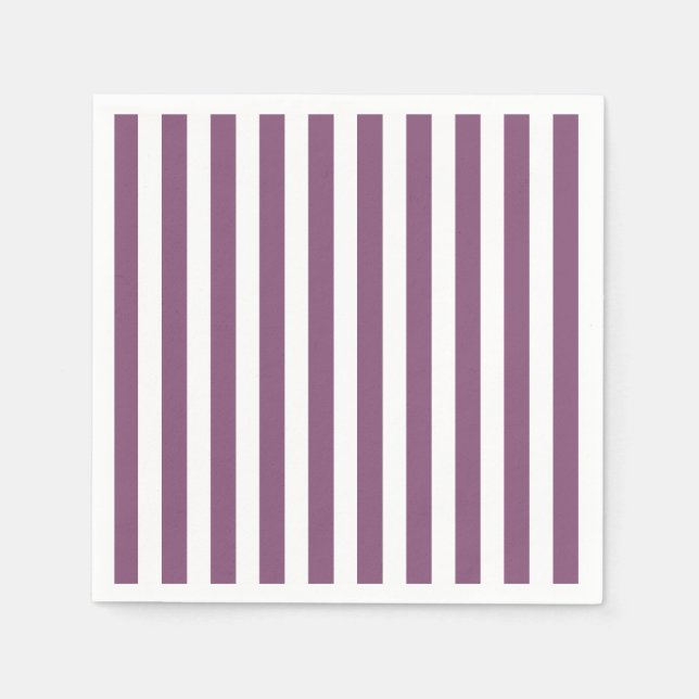 Serviette En Papier Bandes de bonbons mauves et blanches (Devant)