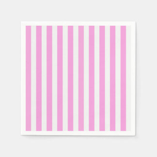 Serviette En Papier Bandes de bonbons roses et blanches