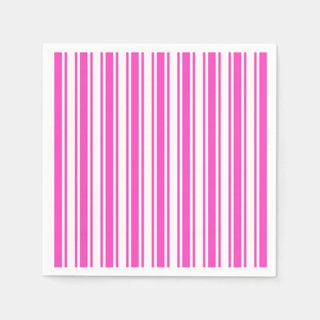 Serviette En Papier Bandes de bonbons roses et blancs chauds (Devant)
